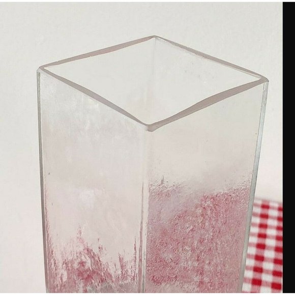 Sea Glasbruk of Sweden Hand Made 9" Clear Tulip 3x3 Square Tall Vase Glass Vtg - Picture 3 of 8